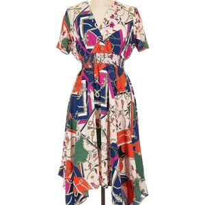 AQUA Multi Printed V-Neck Women’s Midi Dress